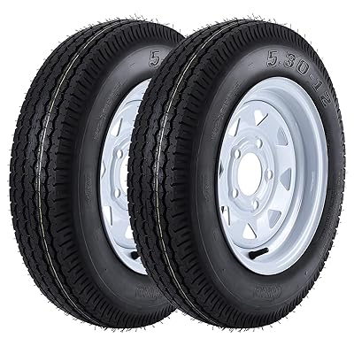 2 pack 530 12 trailer tires with 12 inch rims 5 lug load range c