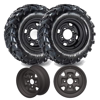 25x10 12 atv tire wheel assembly 12x7 rim 6 ply all terrain set of 2